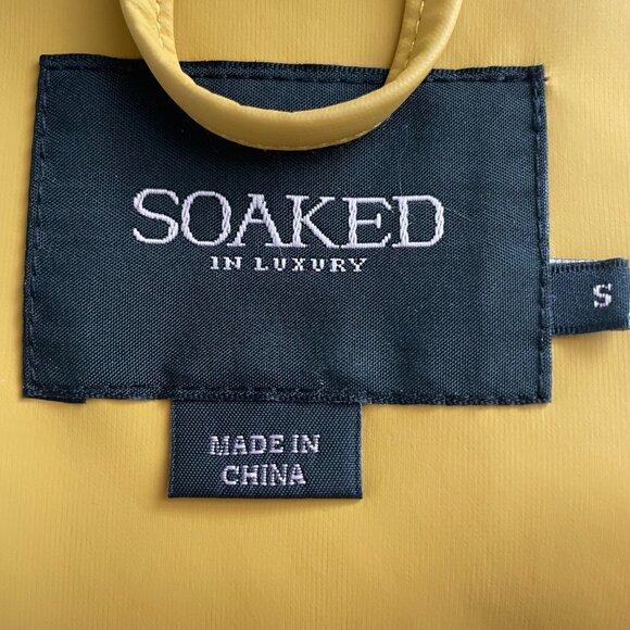 Soaked in Luxury Leyton Hooded Rain Coat Style 30403161 Gold Blk Danish Brand S - Picture 12 of 15